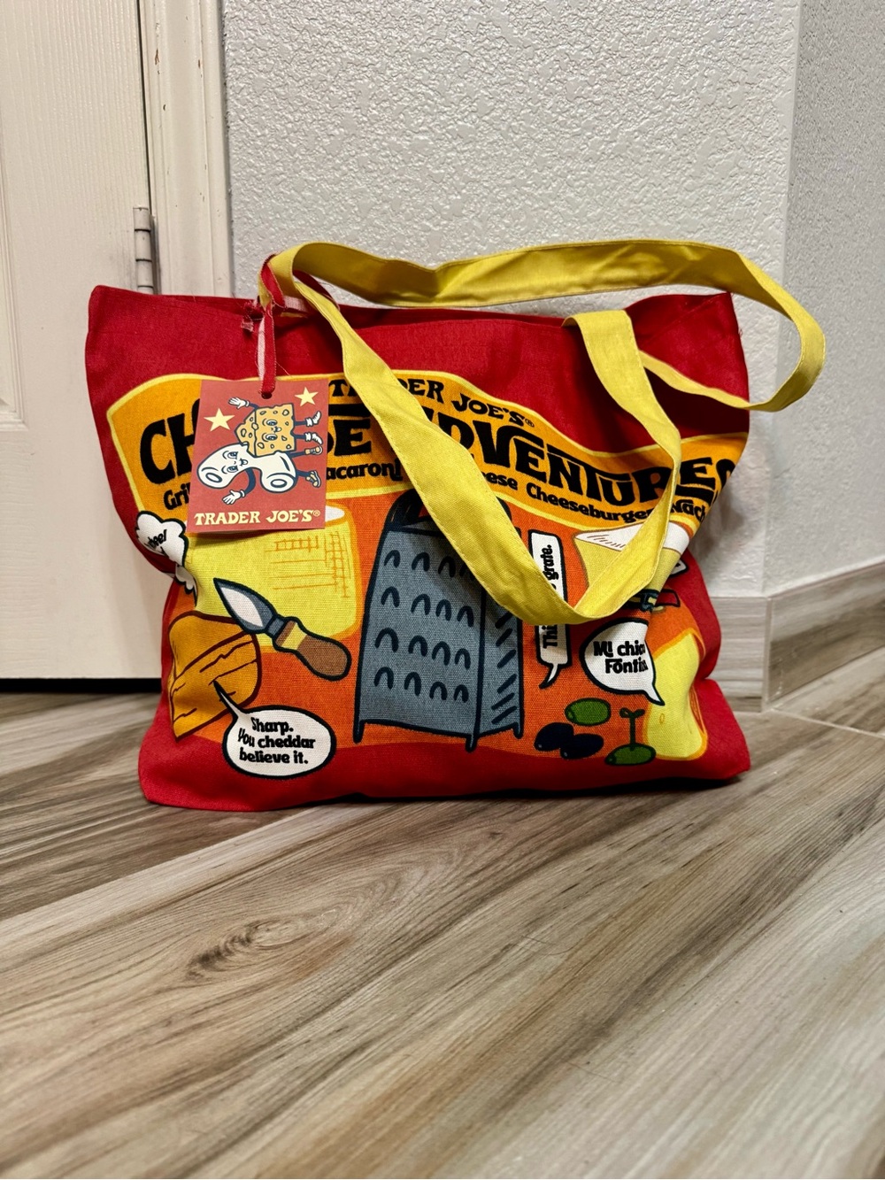Trader Joe's Red and Yellow Graphic Tote Bag